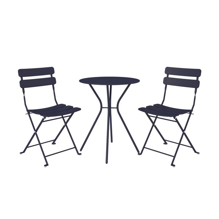 3-Piece Bistro Set with 2 Folding Chairs