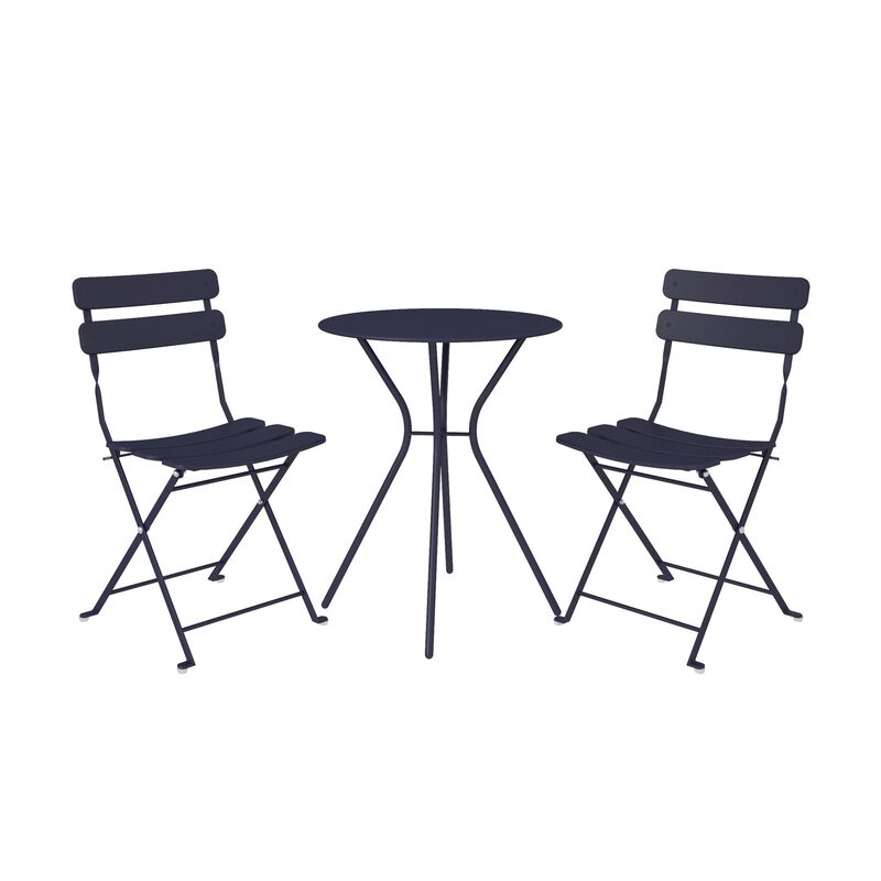 3-Piece Bistro Set with 2 Folding Chairs