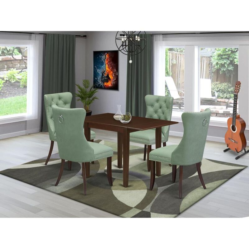 5 Piece Dining Set Consists of a Rectangle Kitchen Table with Dropleaf