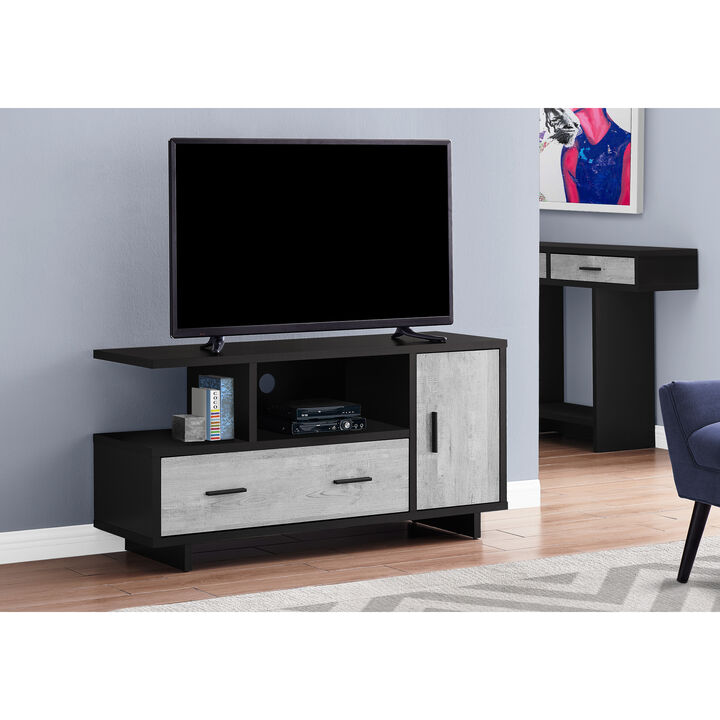 Monarch Specialties I 2804 Tv Stand, 48 Inch, Console, Media Entertainment Center, Storage Cabinet, Drawers, Living Room, Bedroom, Laminate, Black, Grey, Contemporary, Modern