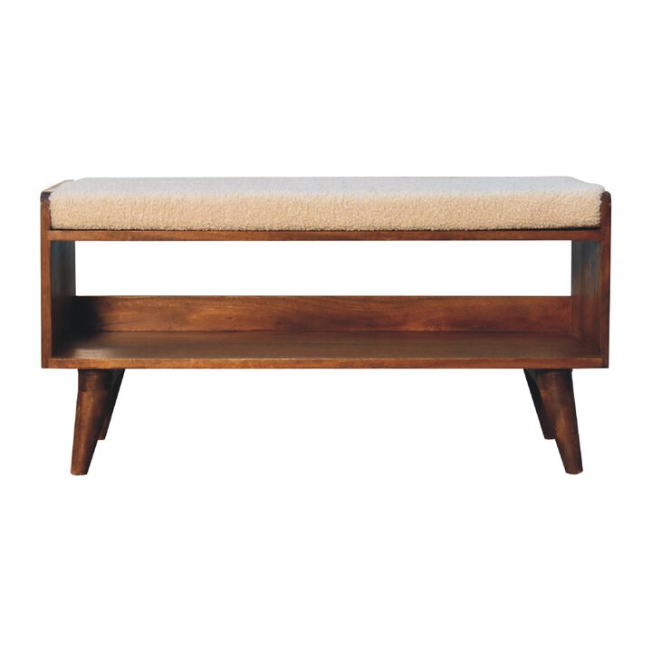 Boucle Nordic  Solid Wood Storage Bench