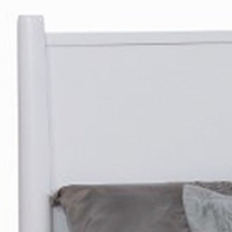 Wooden Eastern King Size Bed with Panel Headboard, White-Benzara