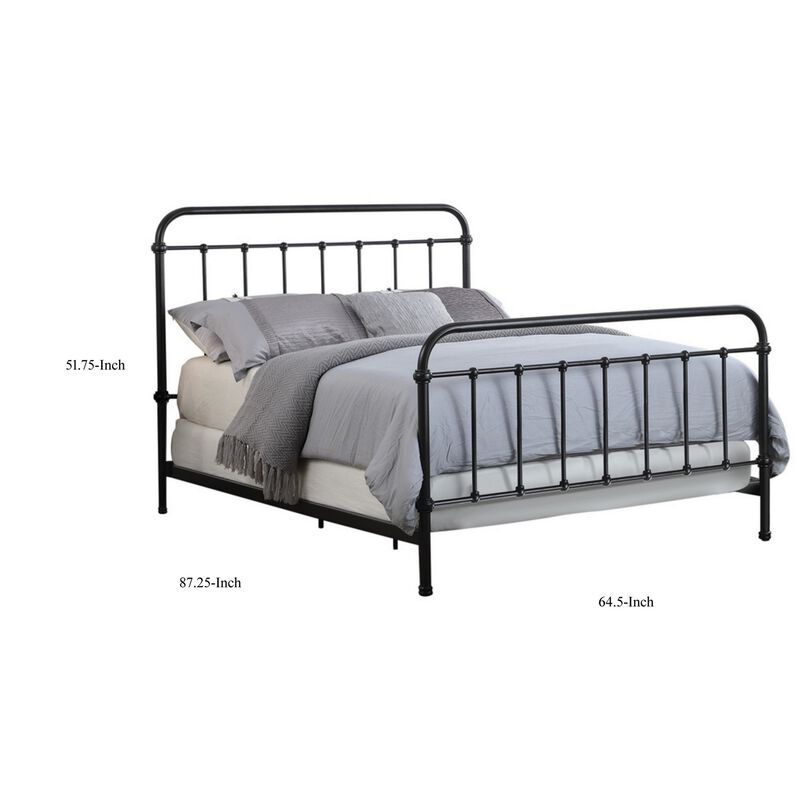 Transitional Styled Metal Queen Bed, Bronze-Benzara