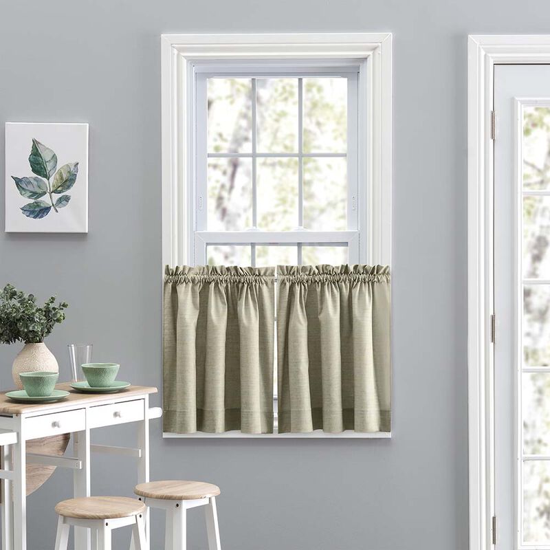 Ellis Curtain Lisa Solid Color Poly Cotton Duck Fabric Tailored Tier