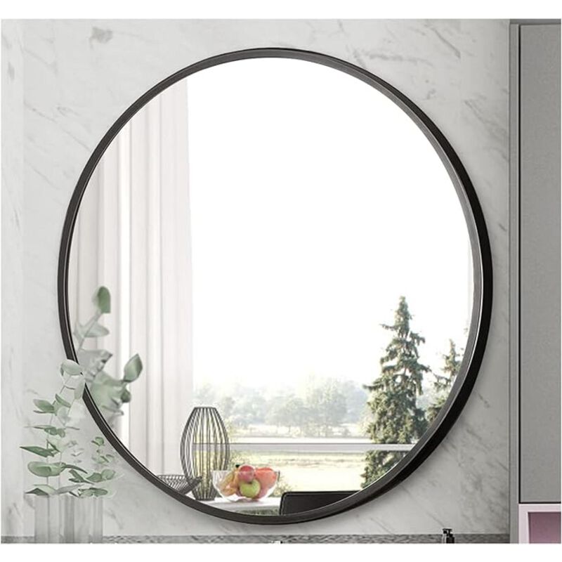 Hivvago 24" Black Circle Bathroom Mirror with Explosion-proof Film