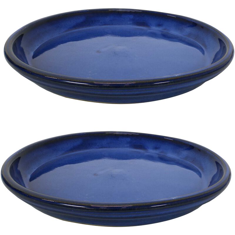 Sunnydaze Glazed Ceramic Flower Pot/Plant Saucer - Set of 2