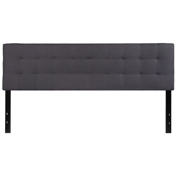 Flash Furniture Bedford Tufted Upholstered King Size Headboard in Dark Gray Fabric