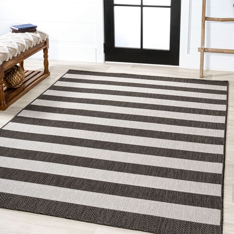 Negril Two Tone Wide Stripe Indoor/Outdoor Area Rug