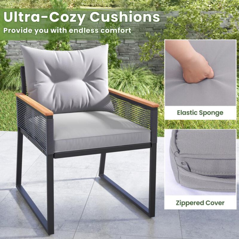 Hivvago 3 Pieces Patio Furniture Set with 2 Tier Coffee Table and Soft Seat Cushions