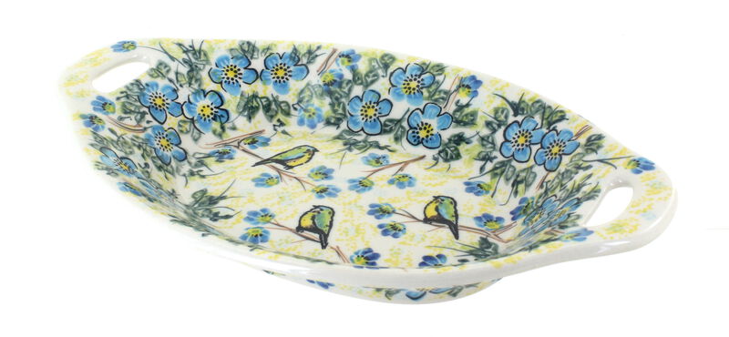 Blue Rose Polish Pottery Melanie Bread Tray with Handles