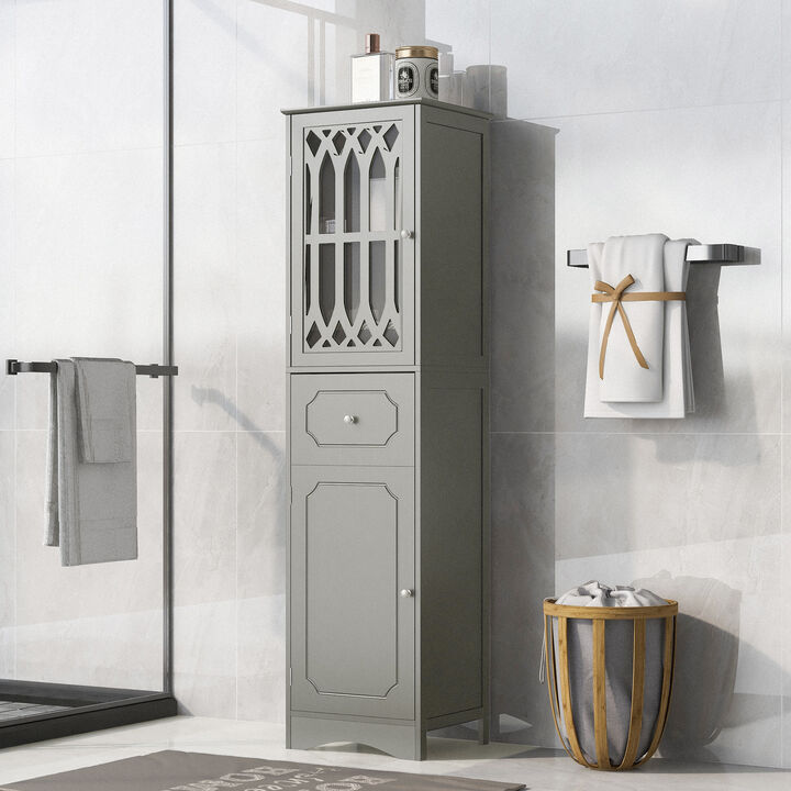 Merax  Freestanding Linen Cabinet Bathroom Storage Cabinet