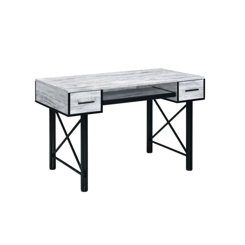 Settee Computer Desk, White & Black Finish 92797