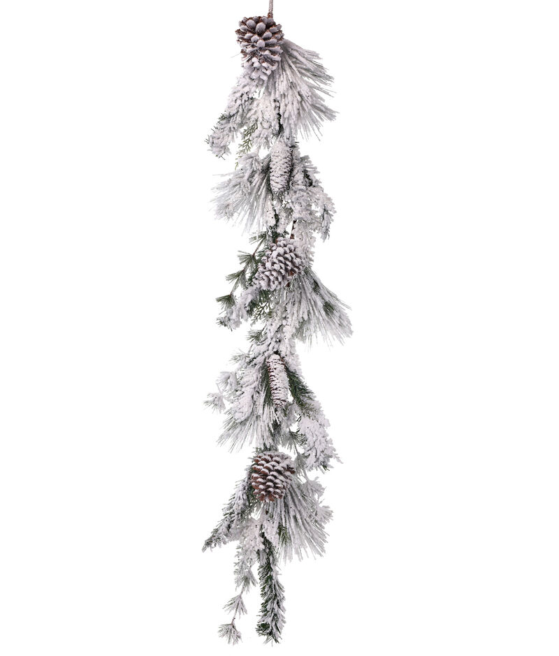 4' x 8" Snow Pine Cedar Cone Winter Artificial Christmas Garland  Unlit