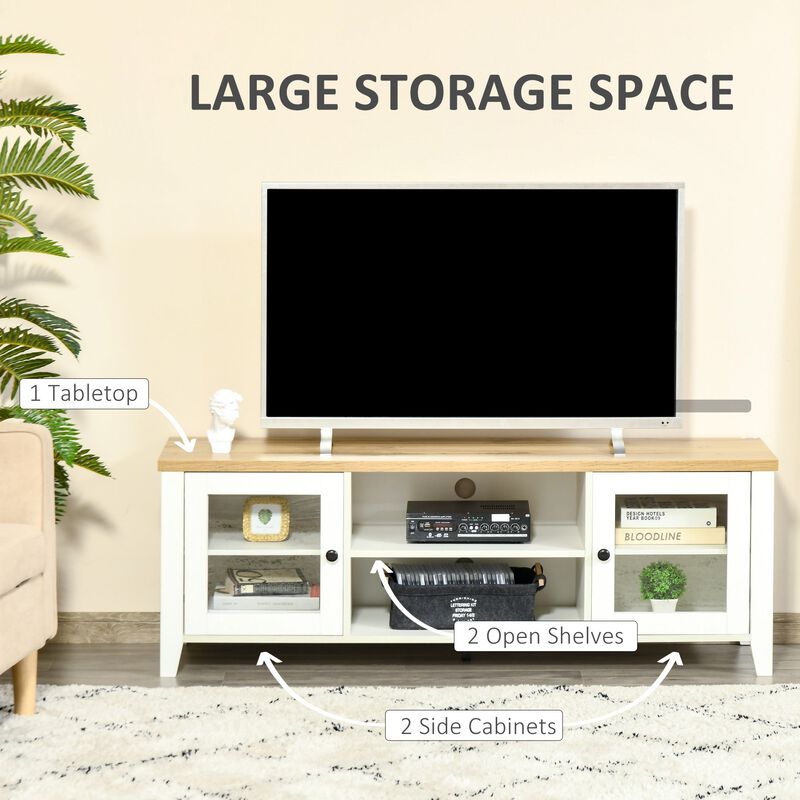 White Living Room Center: Modern TV Stand with Storage for 60" Screens