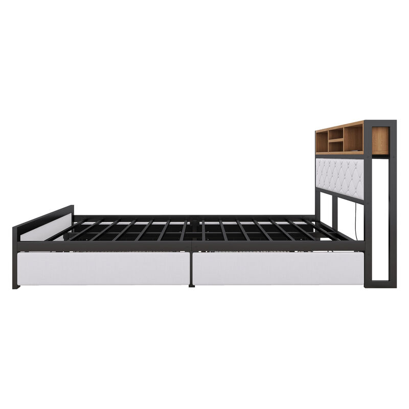 Merax Metal Frame Platform Bed With 4 Drawers
