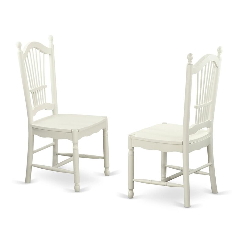 East West Furniture Dover  Dining  Room  Chairs  With  Wood  Seat  -  Finished  in  Linen  White,  Set  of  2