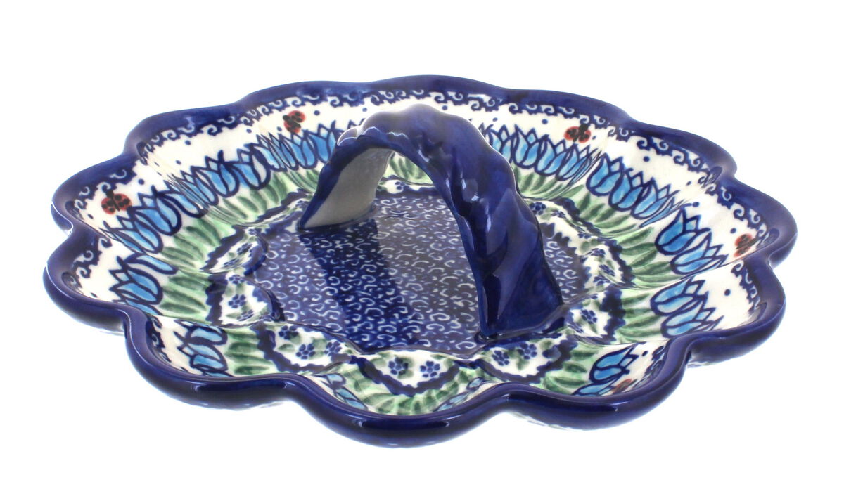 Blue Rose Polish Pottery Ladybug Egg Plate