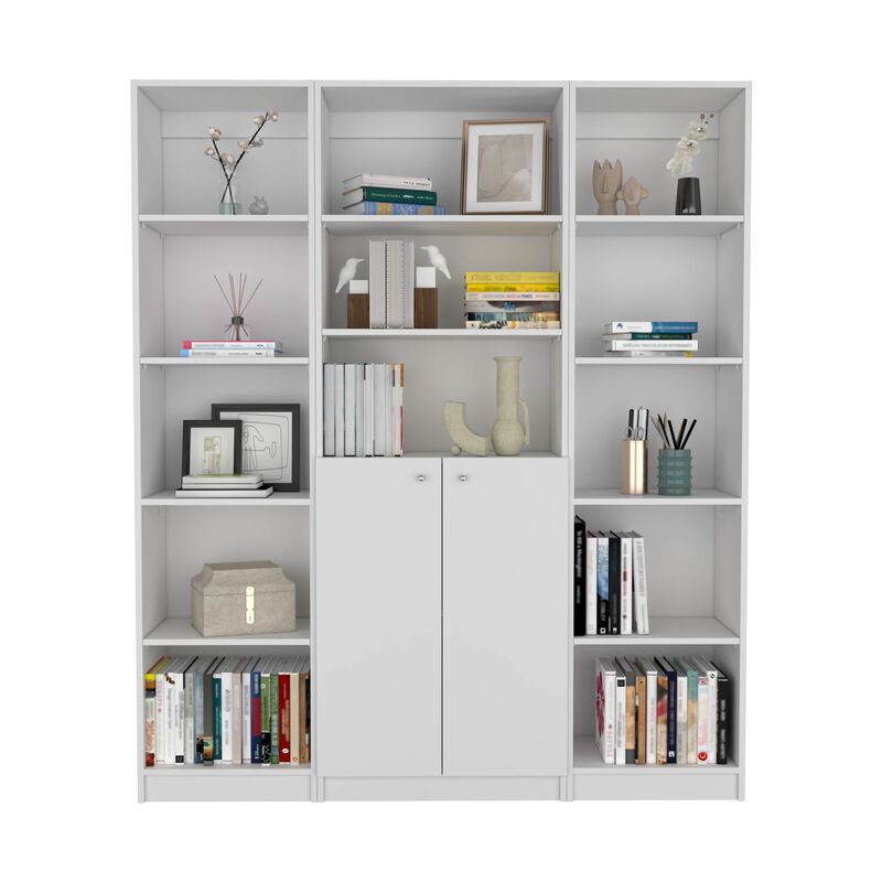 Aberdeen 3 Piece Living Room Set with 3 Bookcases, White