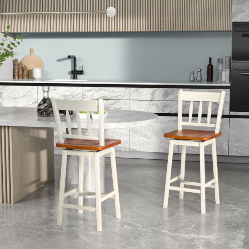 Set of 2 Swivel Bar Stools with 360� Swiveling