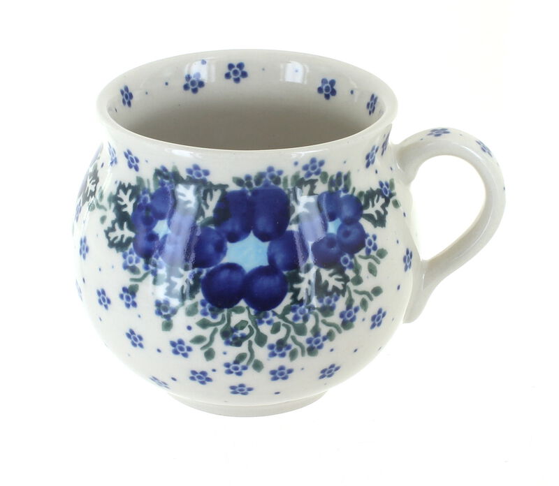 Blue Rose Polish Pottery Snowflake Friends Bubble Mug