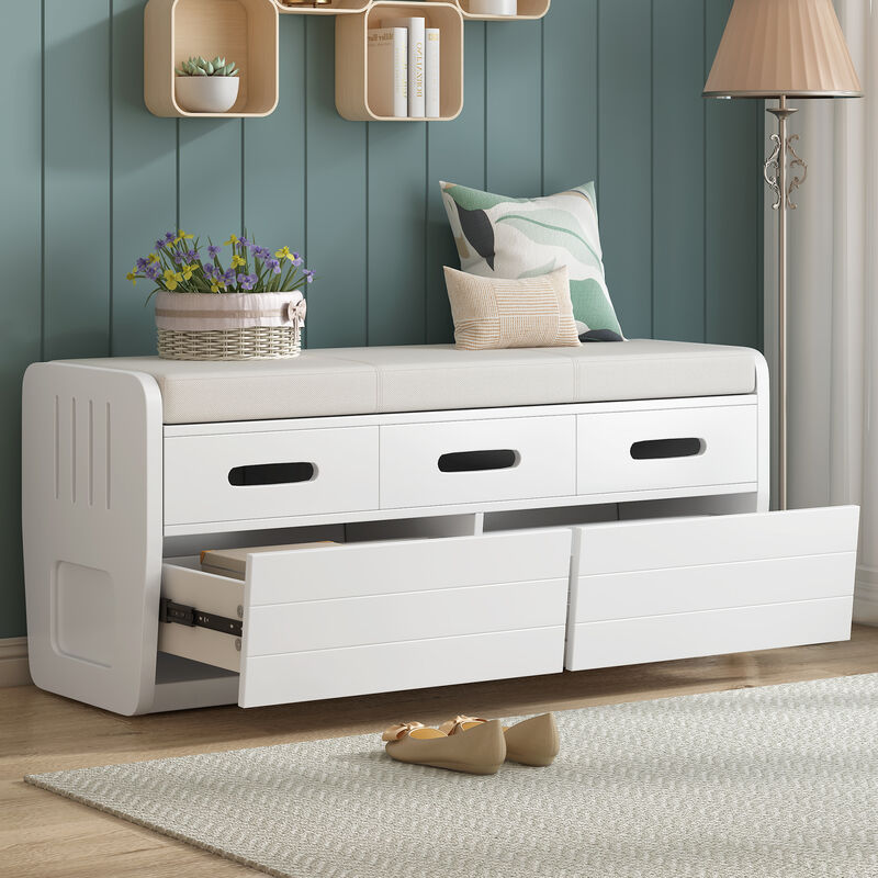 Merax Rustic Storage Bench with 2 Drawers