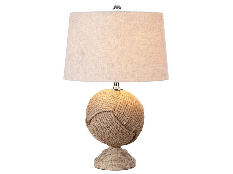 Monkey's Fist 24" Knotted Rope LED Table Lamp, Brown