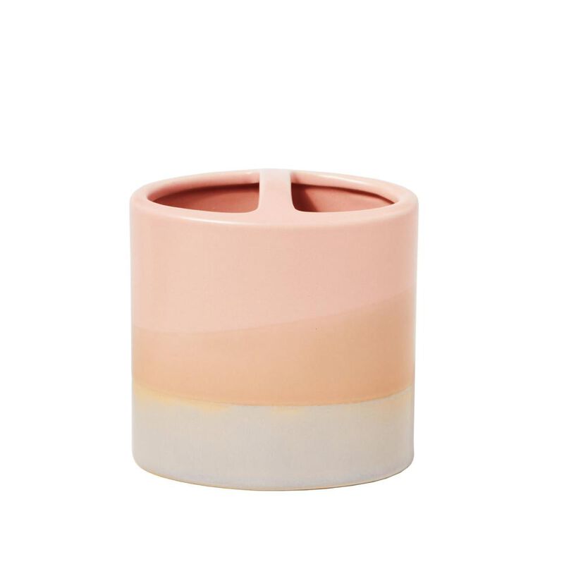 Saturday Knight Ltd Alanya Blush And Nautral Bath Toothbrush Holder - 4.25x2.31x4.49", Blush