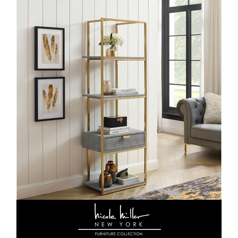 Nicole Miller Taha Faux Shagreen Bookshelf