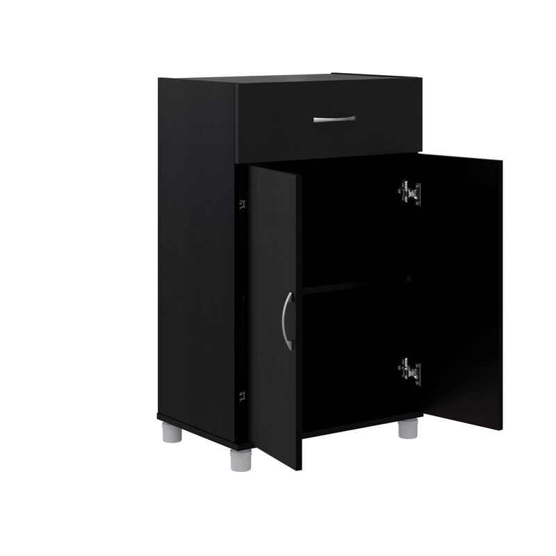 RealRooms Basin 24" 1 Drawer/2 Door Base Storage Cabinet with Adjustable Shelf, Black