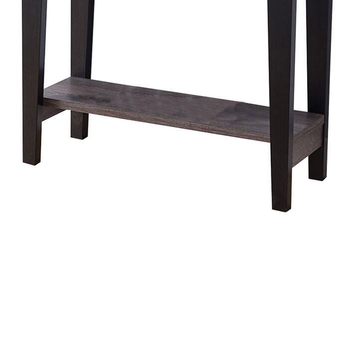 Wooden Console Table With Bottom Shelf, Black And Gray-Benzara