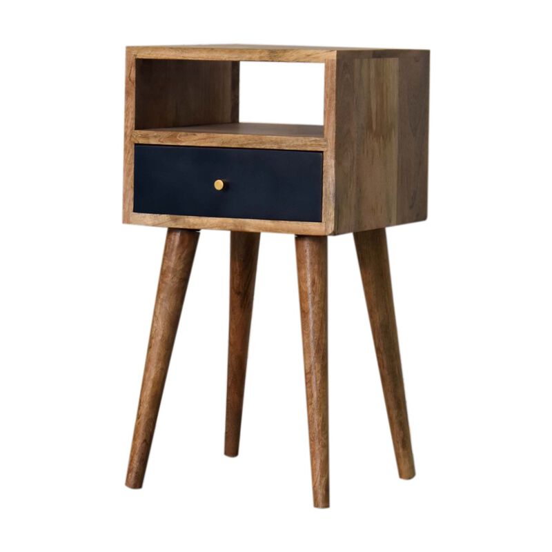 Mini Navy Blue Hand Painted Solid Wood Nightstand