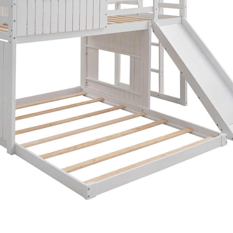 Merax Playhouse Bunk Bed with Slide