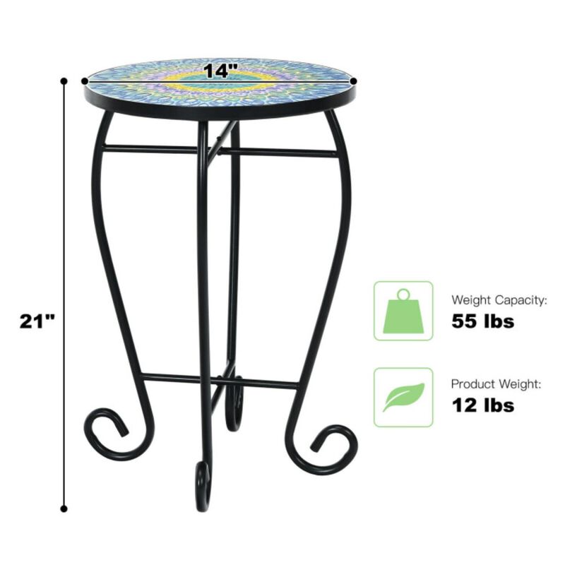 Hivvago Folding Mosaic Side Table for Living Room