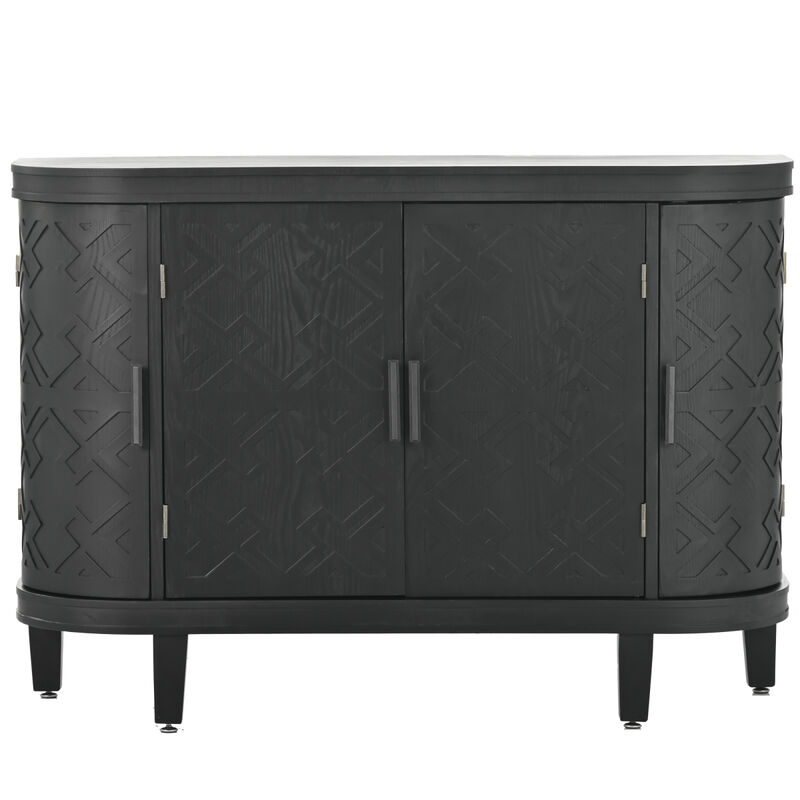 Accent Storage Cabinet Sideboard Wooden Cabinet with Antique Pattern Doors for Hallway, Entryway, Living Room, Bedroom