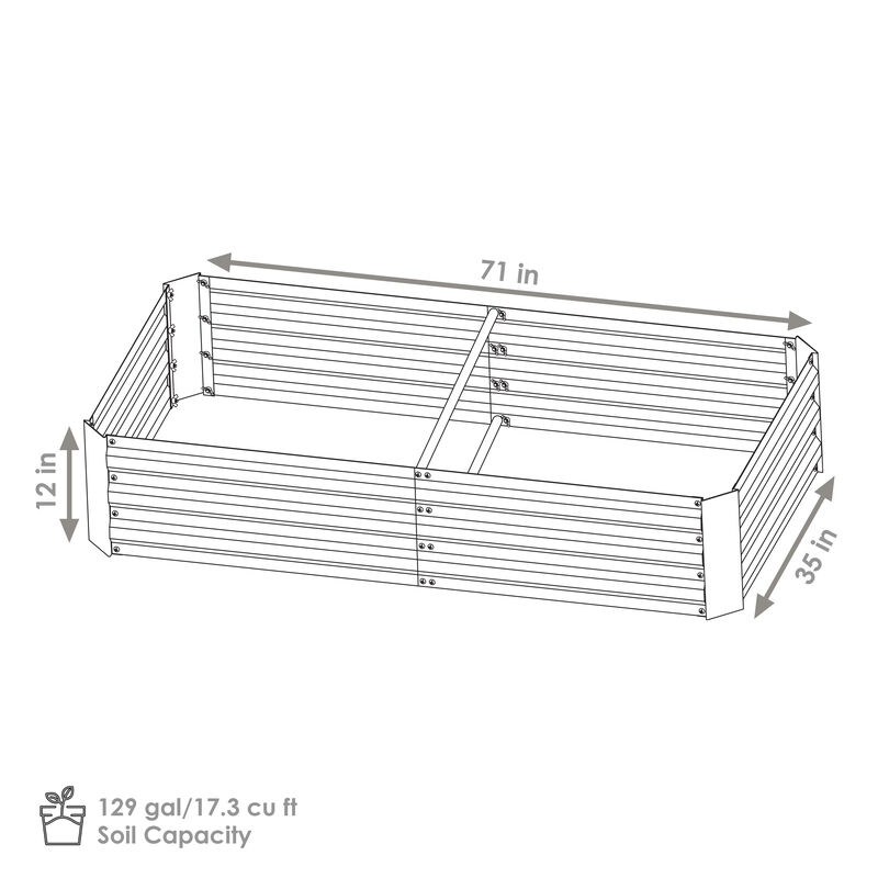 3 x 6 ft Galvanized Steel Rectangle Raised Garden Bed