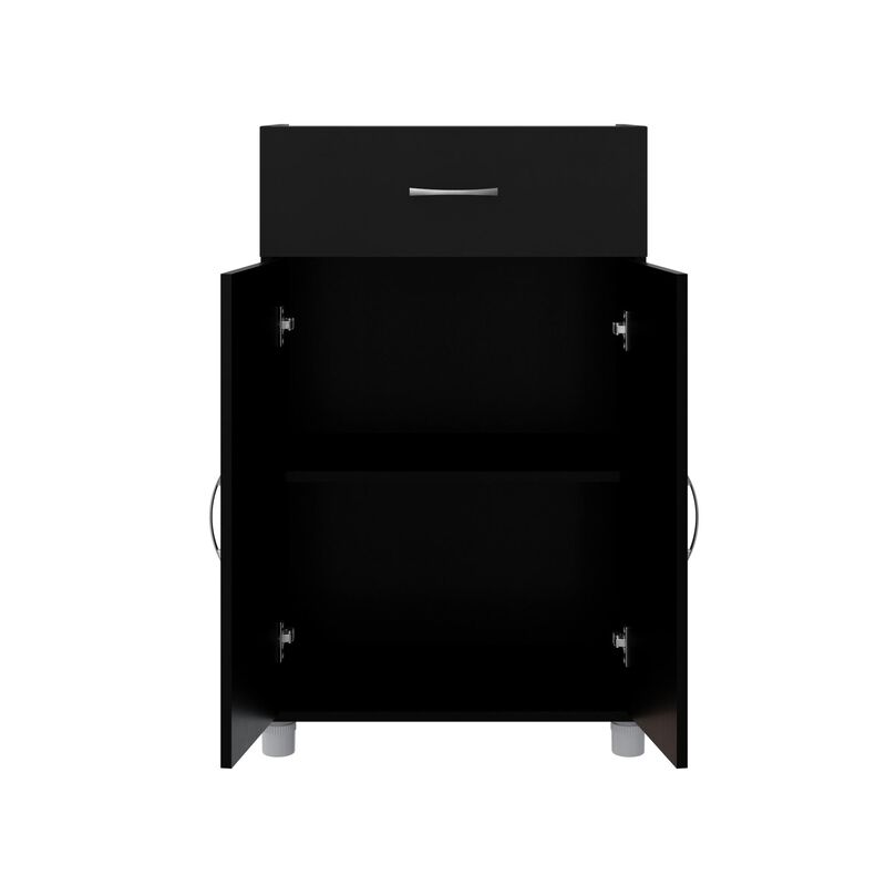 RealRooms Basin 24" 1 Drawer/2 Door Base Storage Cabinet with Adjustable Shelf, Black