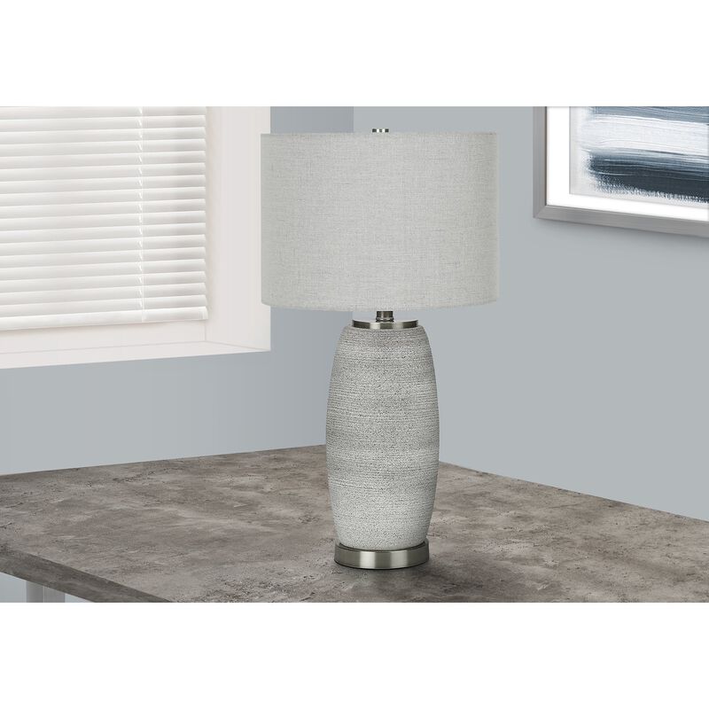 Monarch Specialties I 9711 - Lighting, 25"H, Table Lamp, Grey Ceramic, Grey Shade, Modern