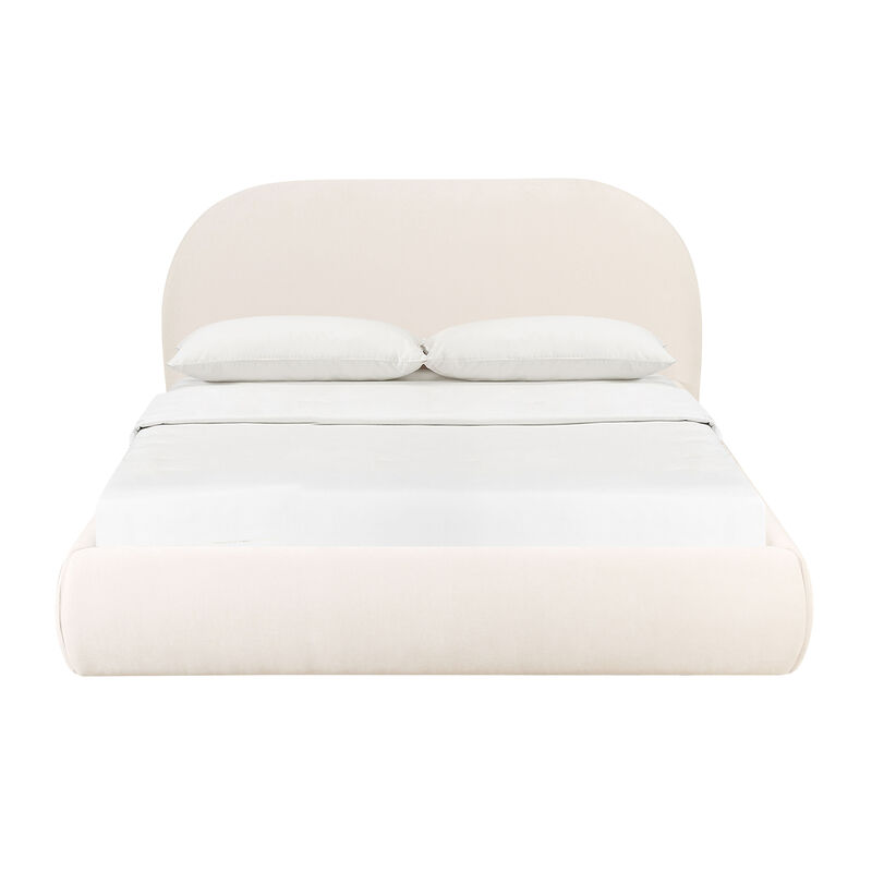 Bara Cream Textured Velvet Bed