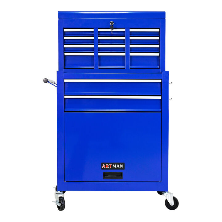 High Capacity Rolling Tool Chest with Wheels and Drawers, 8-Drawer Tool Storage Cabinet-BLUE