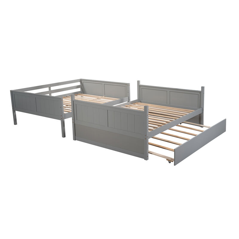 Merax Modern Solid Bunk Bed with Trundle