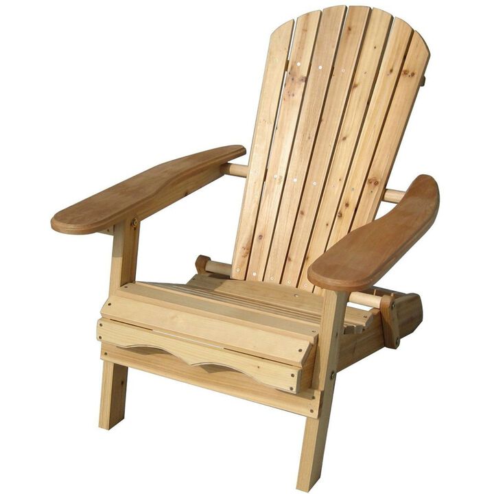 Hivvago Folding Adirondack Chair for Patio Garden in Natural Wood Finish