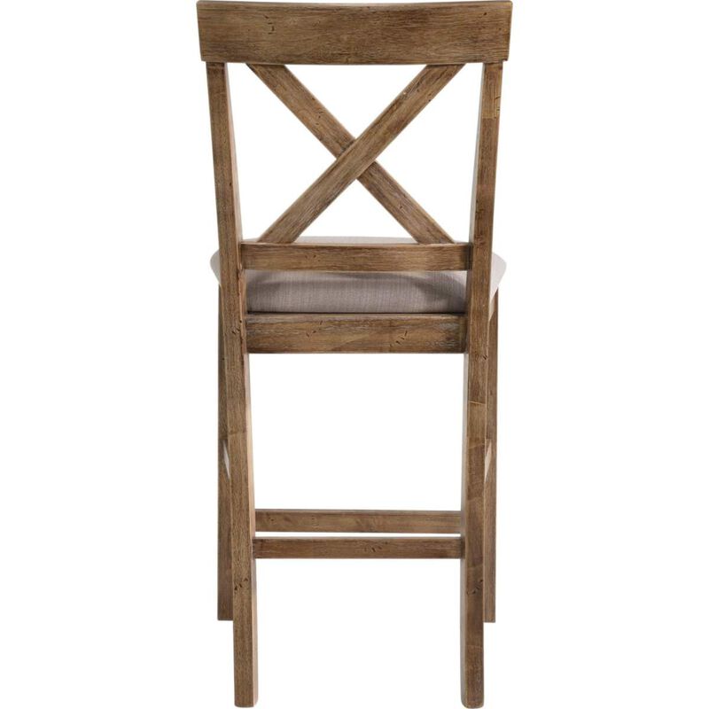 Martha II Counter Height Chair (Set-2) in Tan Linen & Weathered Oak