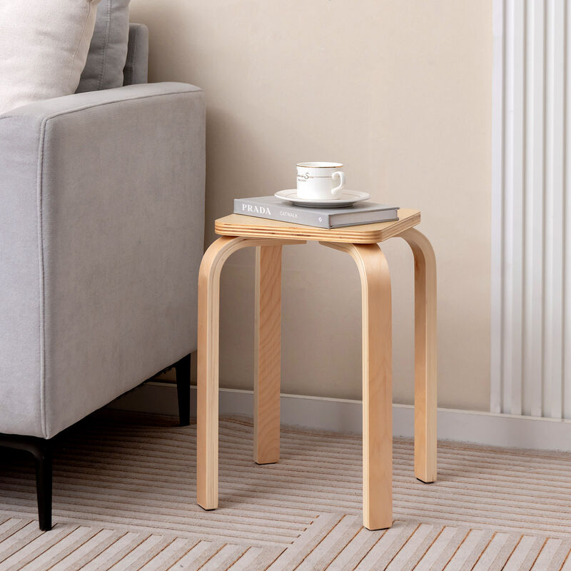 Stackable Stools Set of 4 with Square Top and Rounded Corners