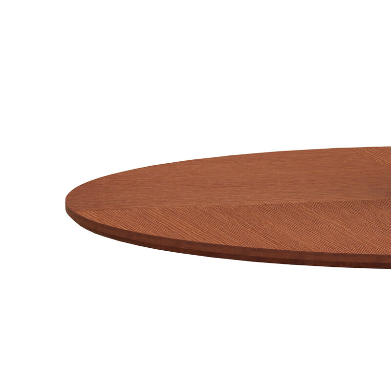 42" Modern Round Dining Table With Printed Oak Color Grain Tabletop