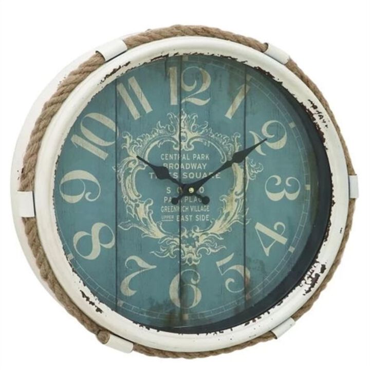 17 inch Nautical Blue Vintage Style Wall Clock
