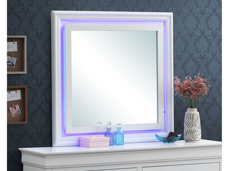 Lorana 38 in. x 38 in. Modern Square Framed Purple Dresser Mirror