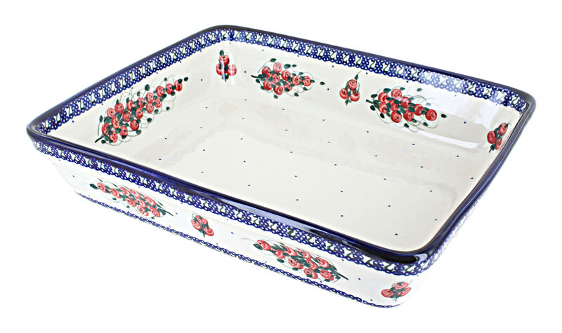 Blue Rose Polish Pottery Serenity Large Deep Rectangular Baker