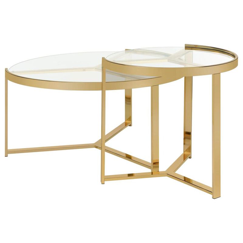 Coaster Co. of America Delia 2-piece Round Nesting Table Clear and Gold