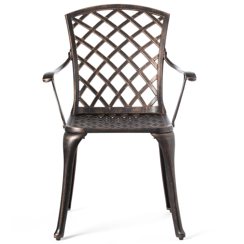 Indoor and Outdoor Bronze Dinning Set 2 Chairs Cast Aluminum