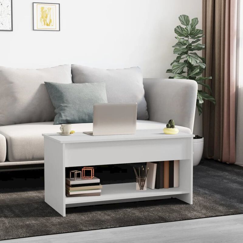 Coffee Table White 40.2"x19.7"x20.7" Engineered Wood